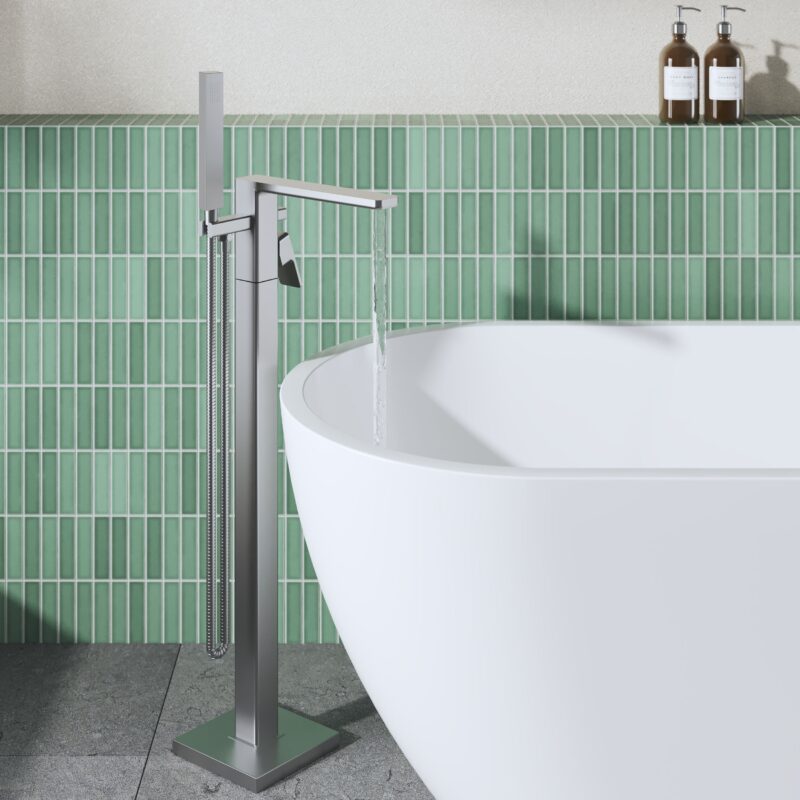 Nuie Windon Brushed Pewter Freestanding Bath Shower Mixer