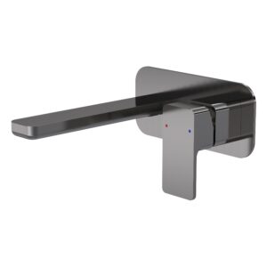 Nuie Windon Brushed Pewter 2 Hole Wall Basin Mixer