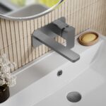 Nuie Windon Brushed Pewter 2 Hole Wall Basin Mixer