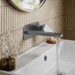 Nuie Windon Brushed Pewter 2 Hole Wall Basin Mixer