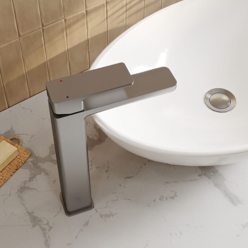Nuie Windon Brushed Pewter High Rise Mono Basin Mixer