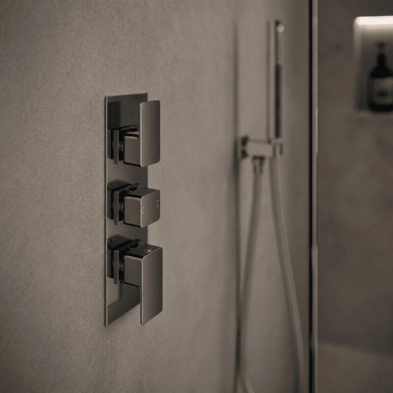 Nuie Windon Brushed Pewter Triple Thermostatic Shower Valve