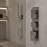 Nuie Windon Brushed Pewter Triple Thermostatic Shower Valve with Diverter