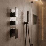 Nuie Windon Brushed Pewter Triple Thermostatic Shower Valve with Diverter
