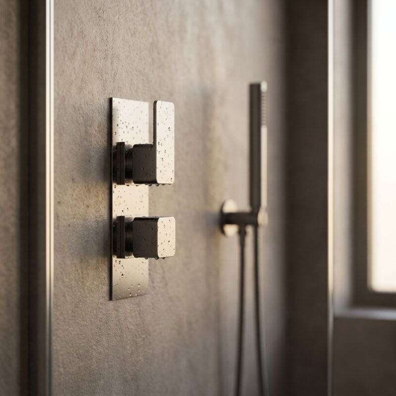 Nuie Windon Brushed Pewter Twin Thermostatic Shower Valve