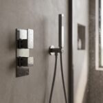 Nuie Windon Brushed Pewter Twin Thermostatic Shower Valve with Diverter