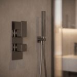 Nuie Windon Brushed Pewter Twin Thermostatic Shower Valve with Diverter
