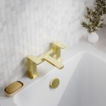 Nuie Windon Brushed Brass Deck Mounted Bath Filler