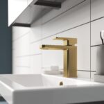 Nuie Windon Brushed Brass Mono Basin Mixer with Push Button Waste
