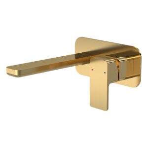 Nuie Windon Brushed Brass 2 Hole Wall Basin Mixer