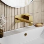 Nuie Windon Brushed Brass 2 Hole Wall Basin Mixer
