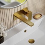 Nuie Windon Brushed Brass 2 Hole Wall Basin Mixer