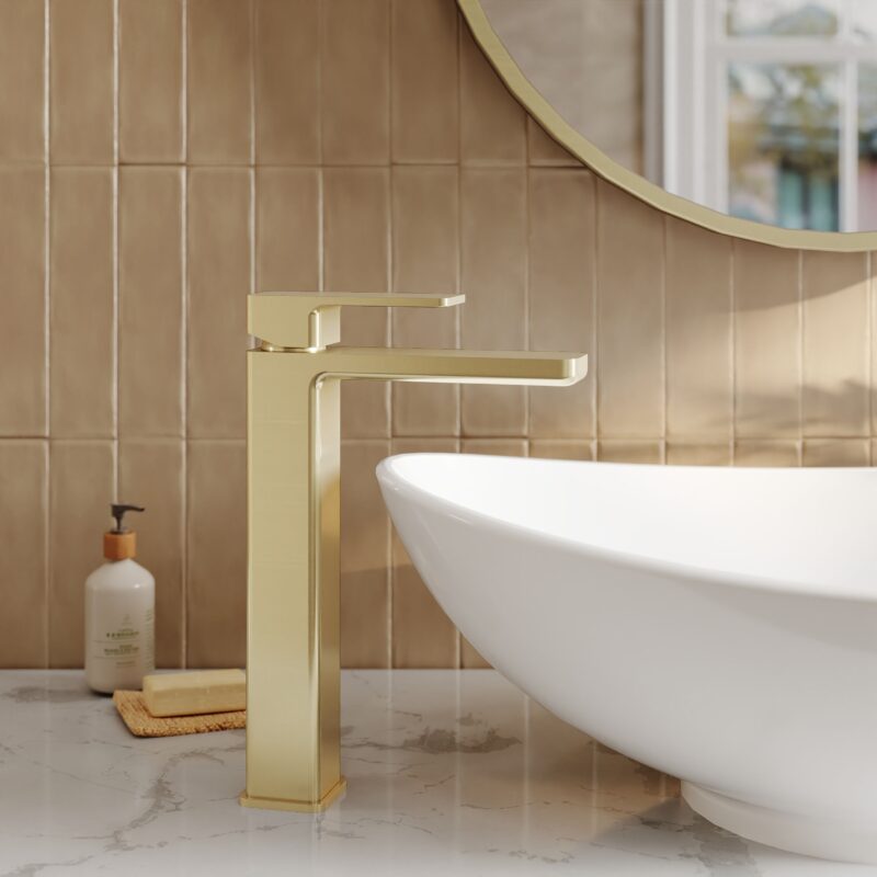 Nuie Windon Brushed Brass High Rise Mono Basin Mixer
