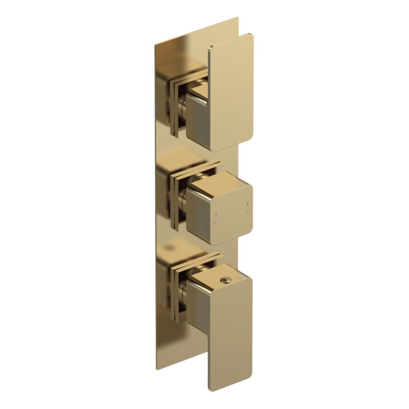 Nuie Windon Brushed Brass Triple Thermostatic Shower Valve Nuie Windon Brushed Brass Triple Thermostatic Shower Valve