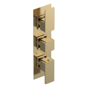 Nuie Windon Brushed Brass Triple Thermostatic Shower Valve with Diverter