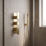 Nuie Windon Brushed Brass Triple Thermostatic Shower Valve with Diverter