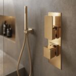 Nuie Windon Brushed Brass Twin Thermostatic Shower Valve