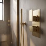 Nuie Windon Brushed Brass Twin Thermostatic Shower Valve with Diverter
