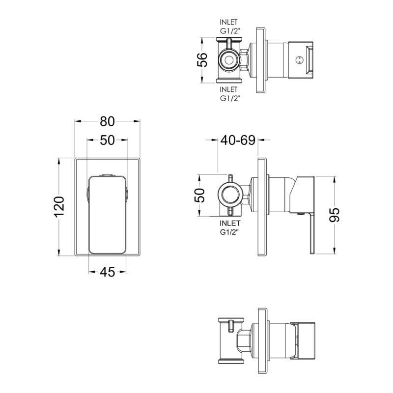 Nuie Windon Chrome Manual Concealed Shower Valve