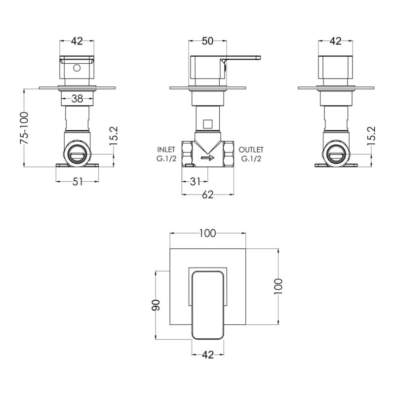 Nuie Windon Chrome Concealed Stop Valve