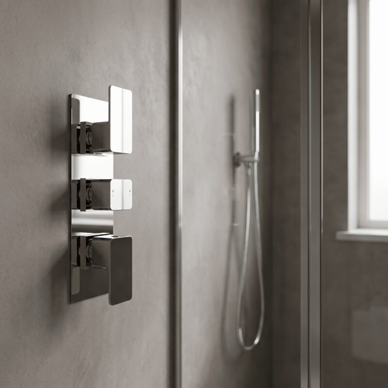 Nuie Windon Chrome Triple Thermostatic Shower Valve with Diverter