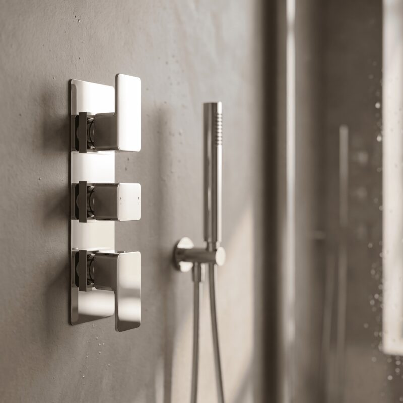 Nuie Windon Chrome Triple Thermostatic Shower Valve with Diverter