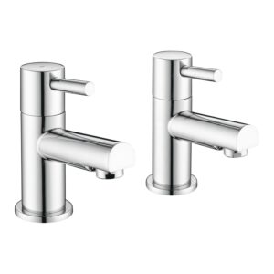 Parkbrook Phi Bath Pillar Taps Chrome