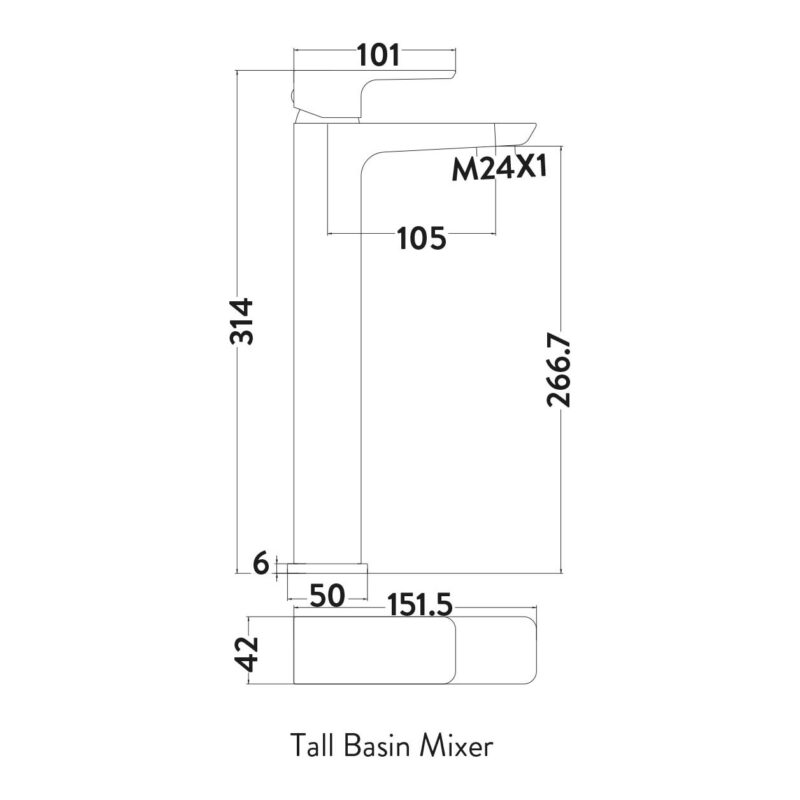 Parkbrook Chi Tall Mono Basin Mixer & Waste Chrome
