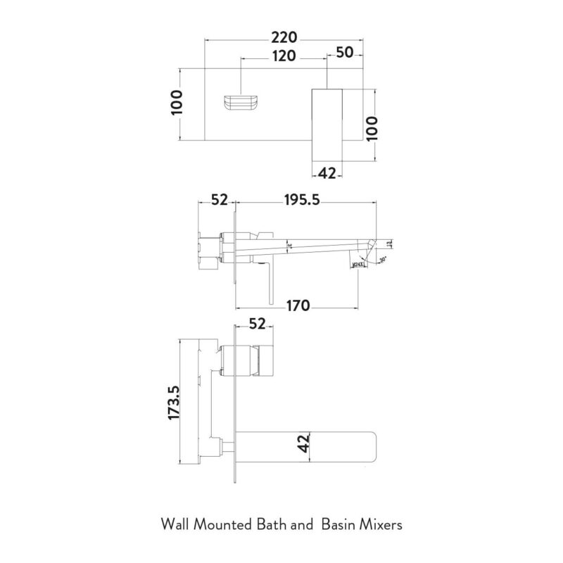 Parkbrook Chi Wall Mounted Bath Filler Chrome