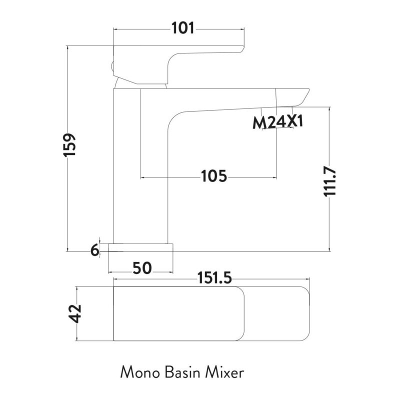 Parkbrook Chi Mono Basin Mixer & Waste Brushed Brass