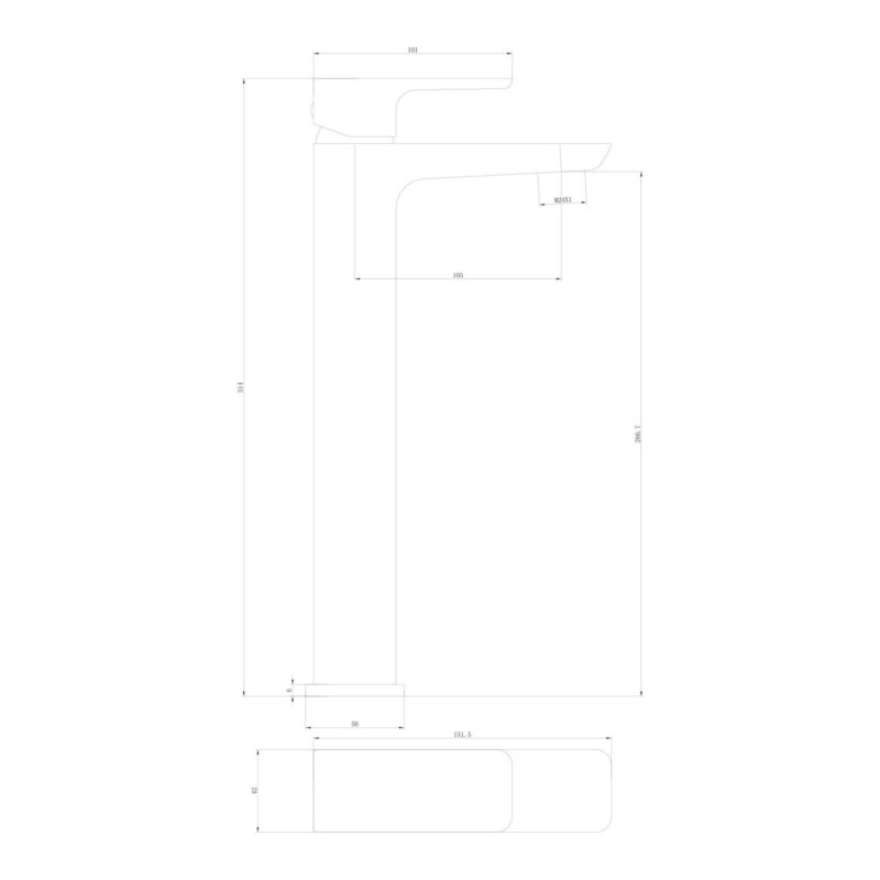 Parkbrook Chi Tall Mono Basin Mixer & Waste Brushed Brass