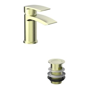 Parkbrook Psi Mini Mono Basin Mixer & Waste Brushed Brass