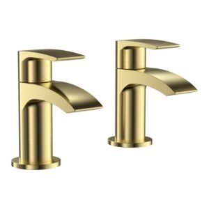 Parkbrook Psi Bath Pillar Taps Brushed Brass