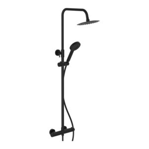 Parkbrook Omega Column Shower with Rail, Hose & Round Head Black