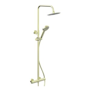 Parkbrook Omega Column Shower with Rail, Hose & Round Head Brushed Brass