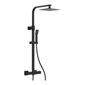 Parkbrook Omega Column Shower with Rail, Hose & Square Head Black