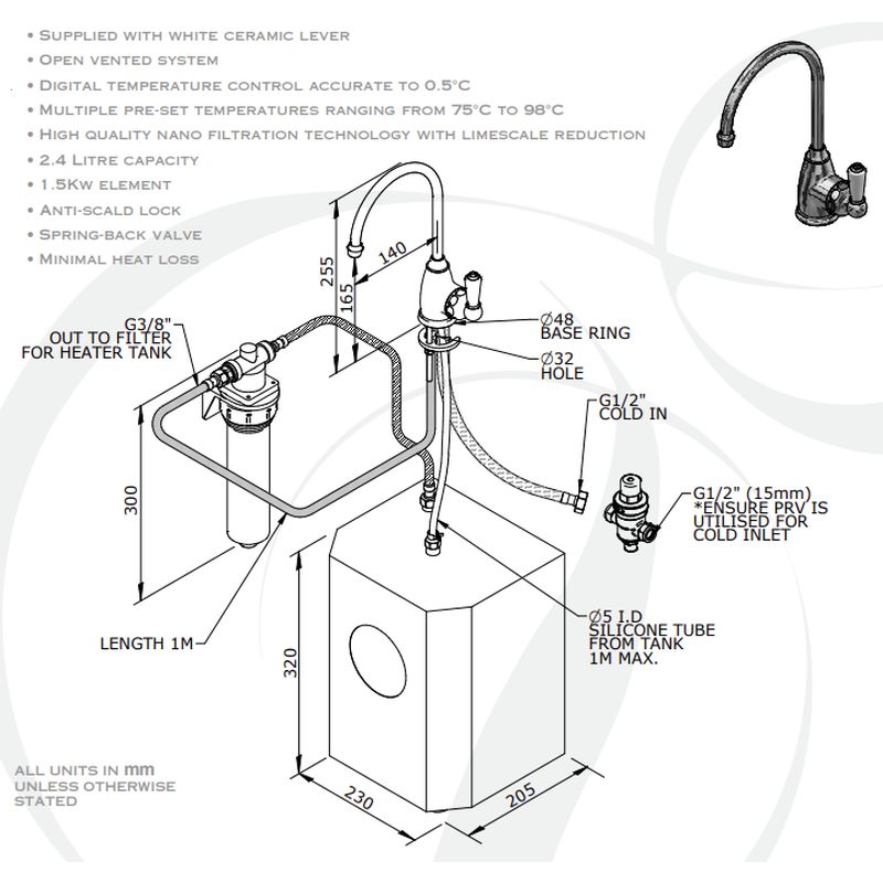 Perrin & Rowe Mini Instant Hot Water Tap Chrome