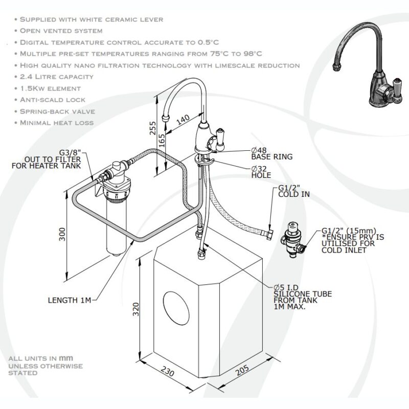 Perrin & Rowe Ionian Mini Hot Water Tap Nickel