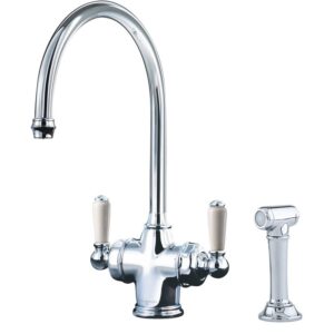 Perrin & Rowe Parthian Dual Sink Mixer Filtration & Rinse Chrome