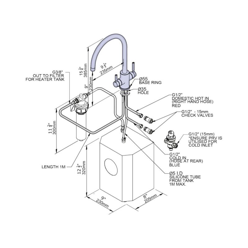 Perrin & Rowe Juliet 3-In-1 Instant Hot Water Tap C-Spout