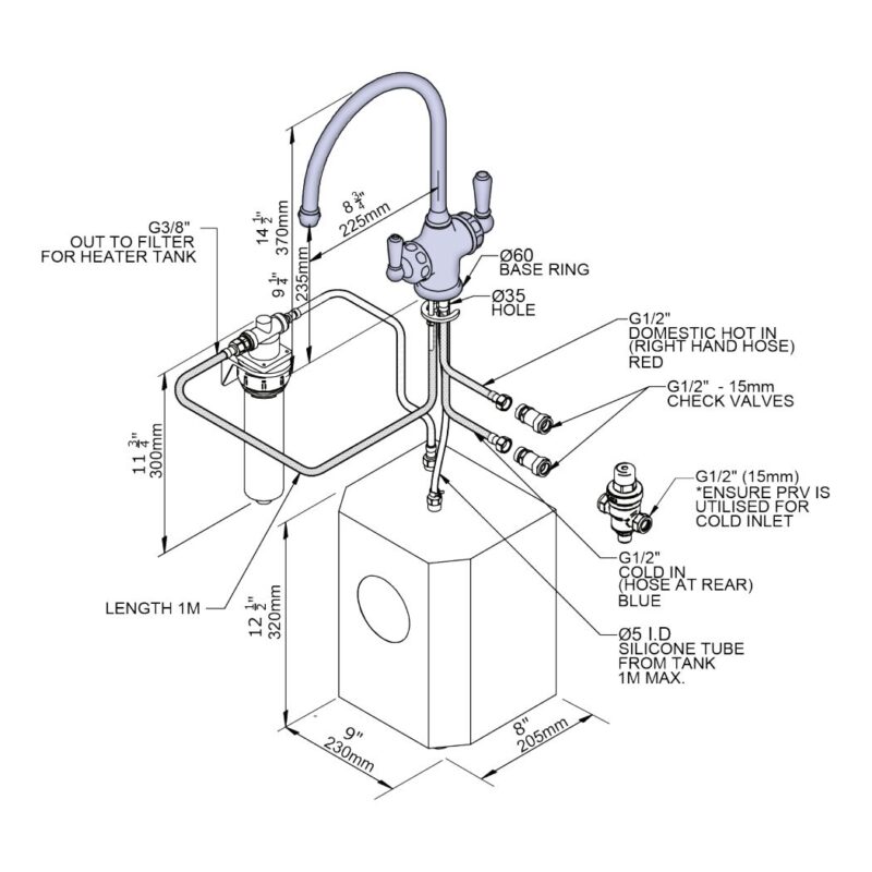 Perrin & Rowe Phoenician 3 In 1 Instant Hot Water Tap Pewter
