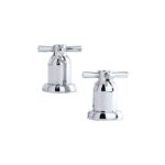Perrin & Rowe Pair of 1/2" Contemporary Crosstop Deck Valves Pewter