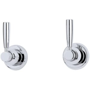 Perrin & Rowe Pair of 3/4" Lever Wall Valves Nickel