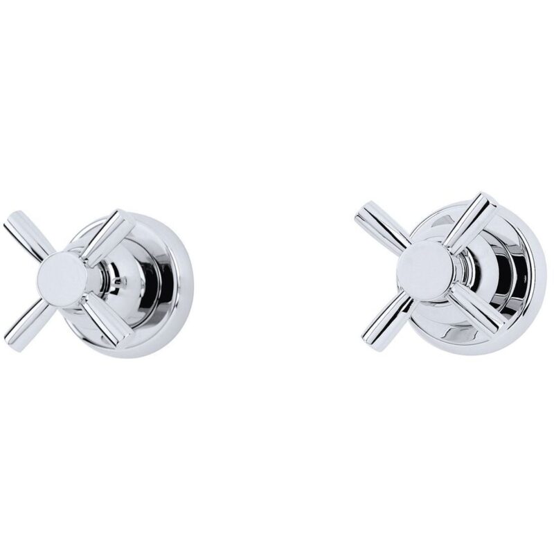 Perrin & Rowe Pair of 3/4" Crosshead Wall Valves Nickel