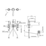 Perrin & Rowe Deco 3 Hole Basin Mixer, Lever