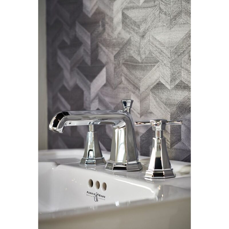 Perrin & Rowe Deco 3 Hole Basin Mixer, Cross