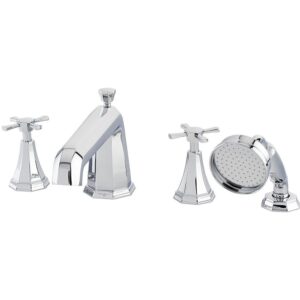 Perrin & Rowe Deco Crosstop 4 Hole Bath Shower Mixer Nickel