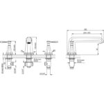 Perrin & Rowe Deco 3 Hole Bath Filler, Lever