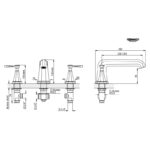 Perrin & Rowe Deco Lever 3 Hole Bath Filler Nickel