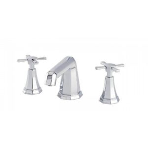 Perrin & Rowe Deco Crosstop 3 Hole Bath Filler Nickel